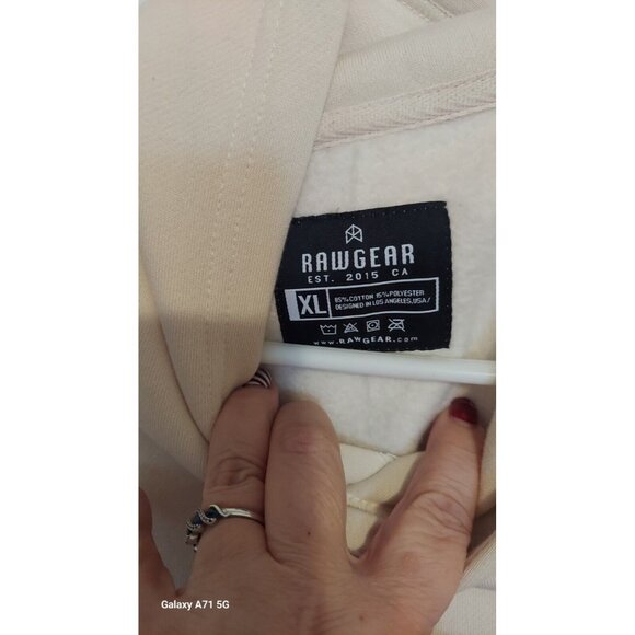 Raw Gear Womens Cropped Hoodie Embroidered Patch Logo Size Xl Cream - Picture 3 of 6